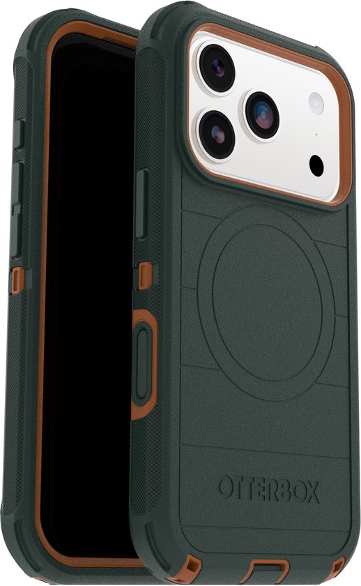 Otterbox Defender Pro - Geschikt voor iPhone 17 Pro hoesje - Magsafe Backcover - Groen/Oranje