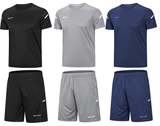 Set de Vêtements de Sport pour homme - Lot de 3 shorts et maillots pour le Basketbal, le Voetbal et l'entraînement