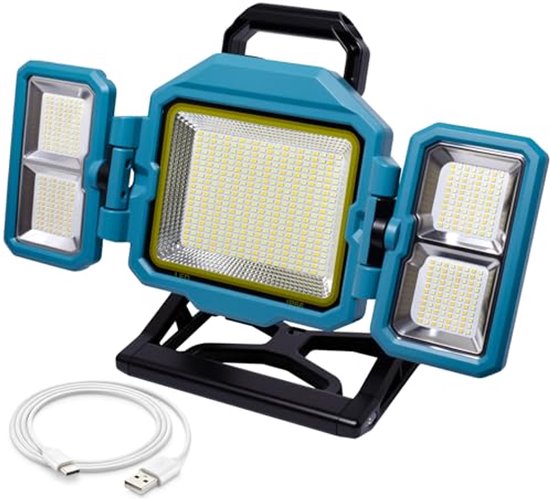 Bouwlamp LED met Accu 16500 mAh - 20000 Lumen Superhelder met 4