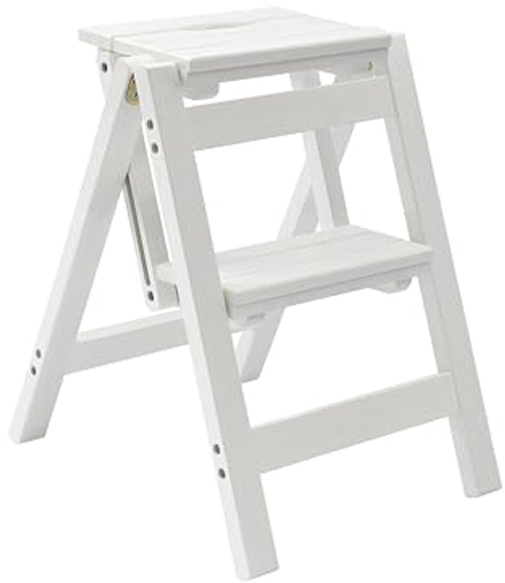Opvouwbare Trapladder 3 Treden - Multifunctionele Houten Keukentrap - Stevige Huishoudtrap voor Thuis en Kantoor - 300 Kg