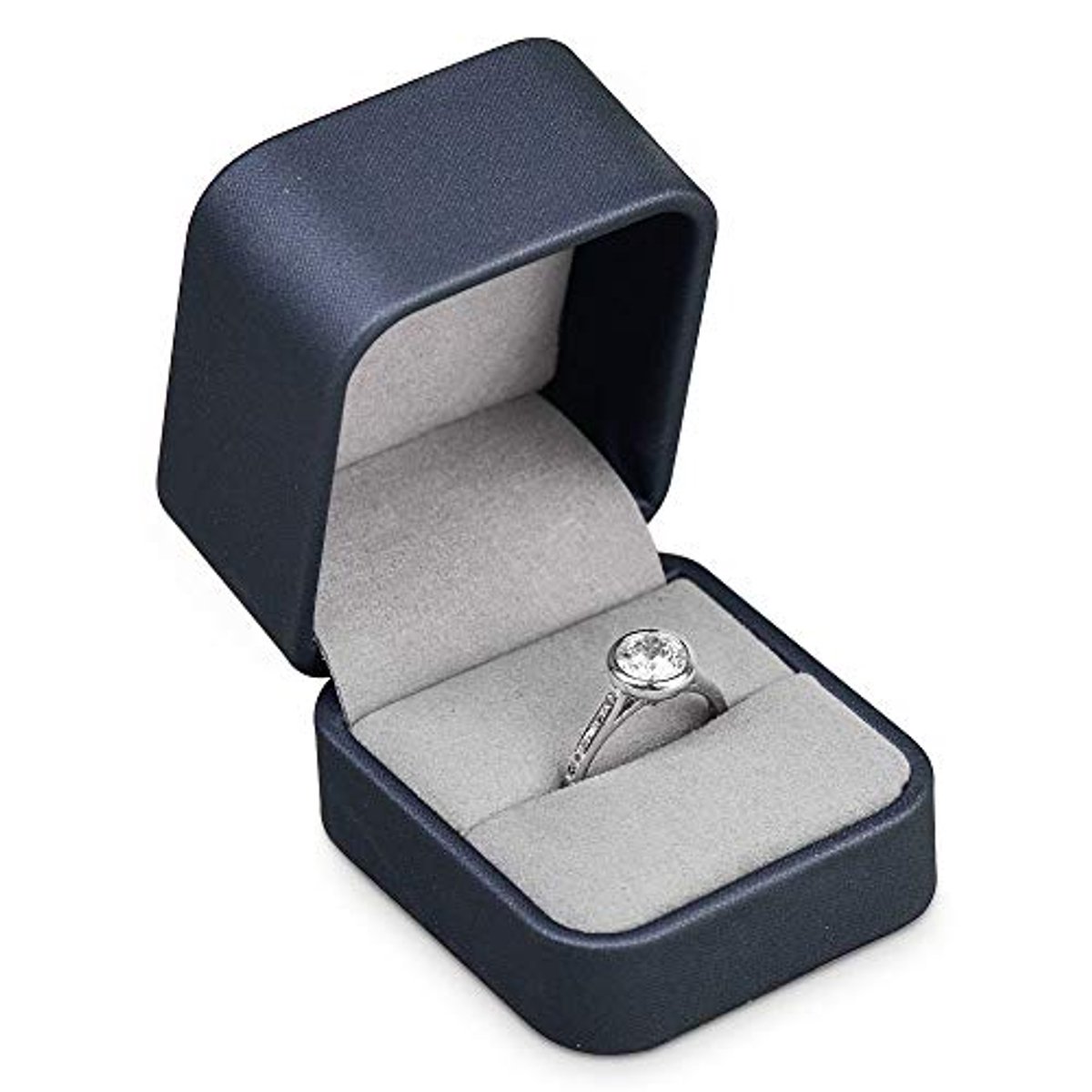 Donkerblauwe Ringendoos van PU-leer - Perfect voor Verlovingen en Gepersonaliseerde Cadeaus