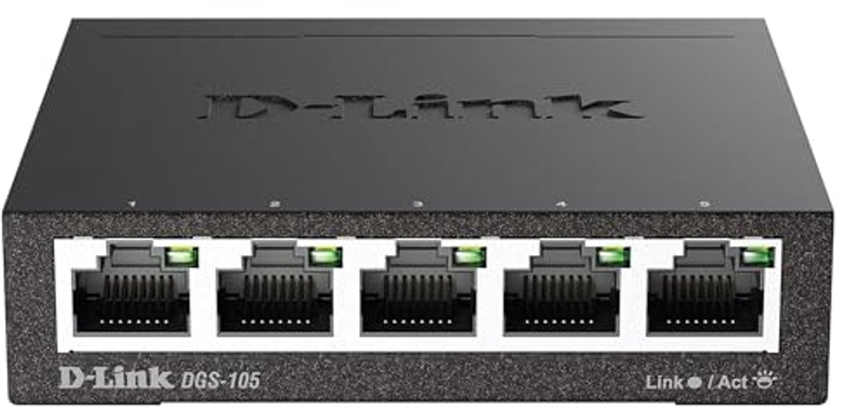 5-Poorten Gigabit Switch - Geruisloos en Robuust - Tot 2000 Mbit/s