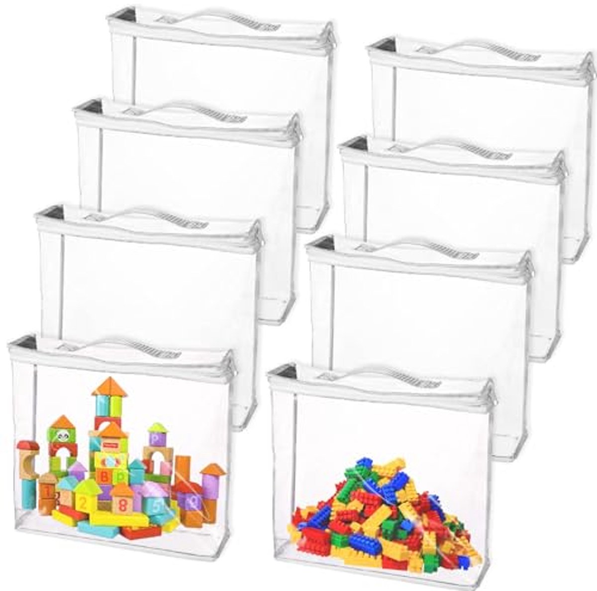 8 Stuks Transparante Speelgoedopbergtassen - Waterdicht en Multifunctioneel