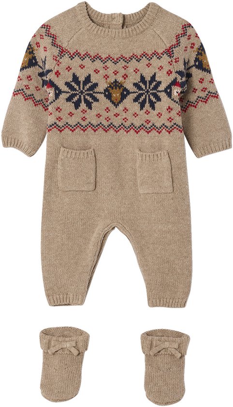 Ensemble bébé Vertbaudet 2 pièces comprenant un body en maille et des chaussettes sur le thème de Noël