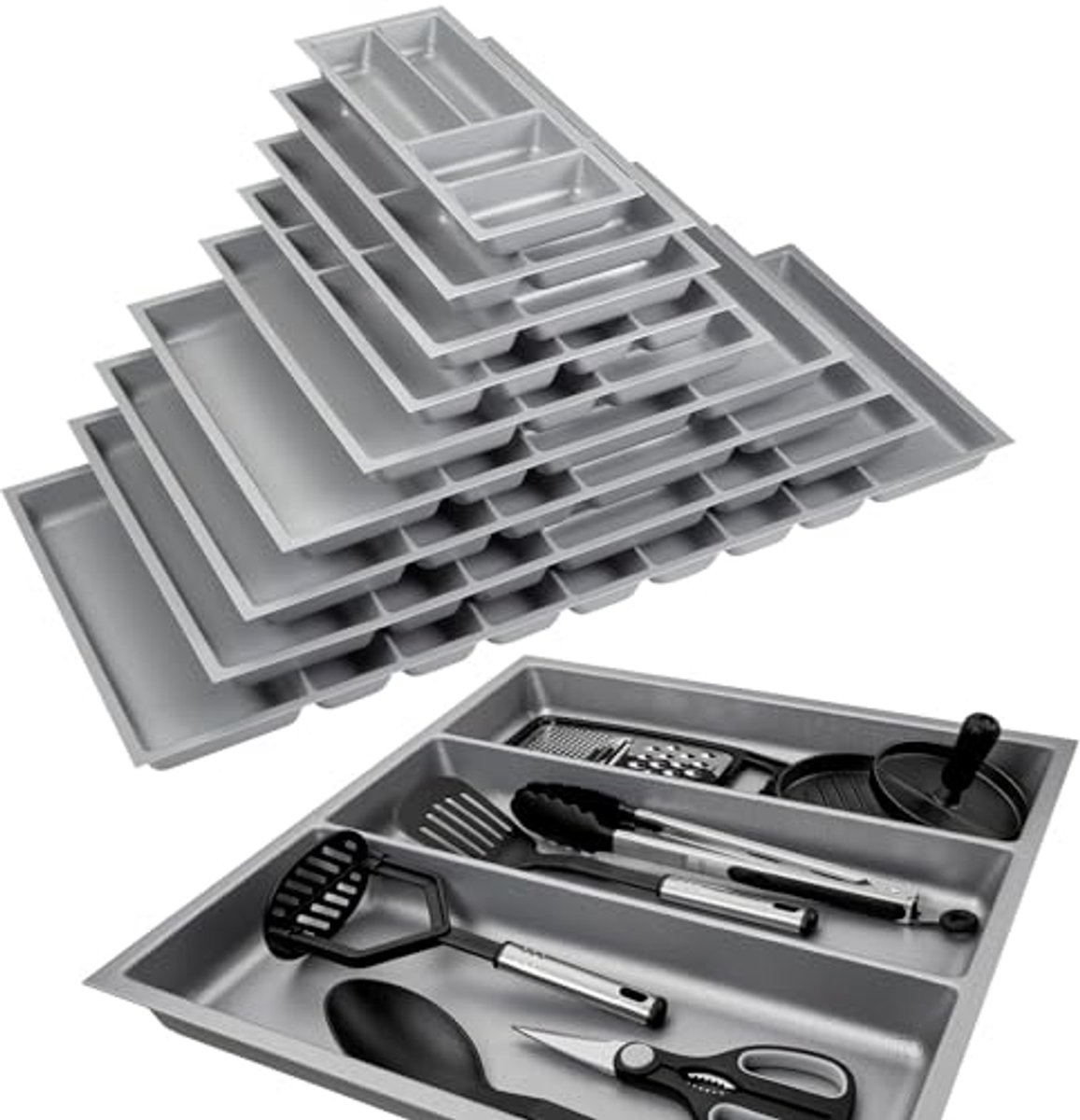 Multifunctioneel Inzetstuk voor Keukenkasten - 60 cm - Zilvergrijs