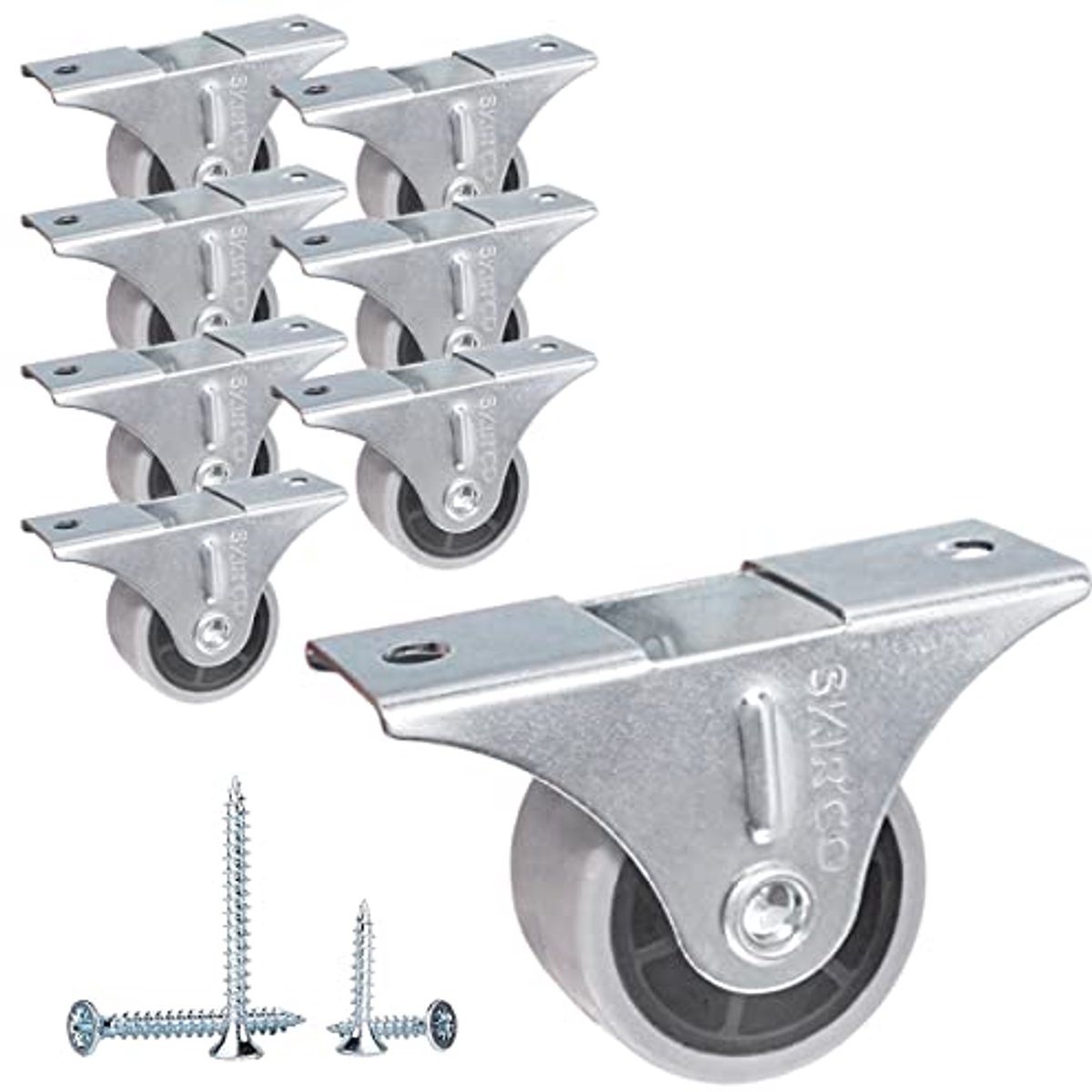 Kleine 30 mm meubelwielen - Pack van 8 stuks, grijze rubber wielen, vaste wielen voor meubels