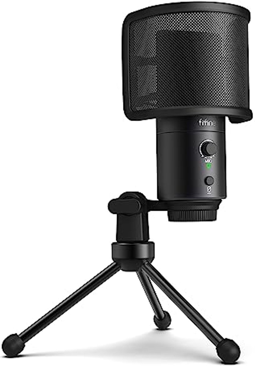 USB Condensatormicrofoon voor PC, MAC, PS4 en PS5 met Popfilter en Mute