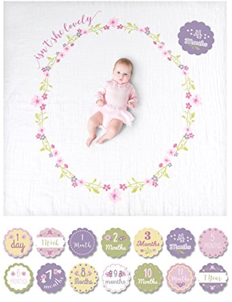 Baby Milestone Kaarten en Dekenset voor Groei Foto's