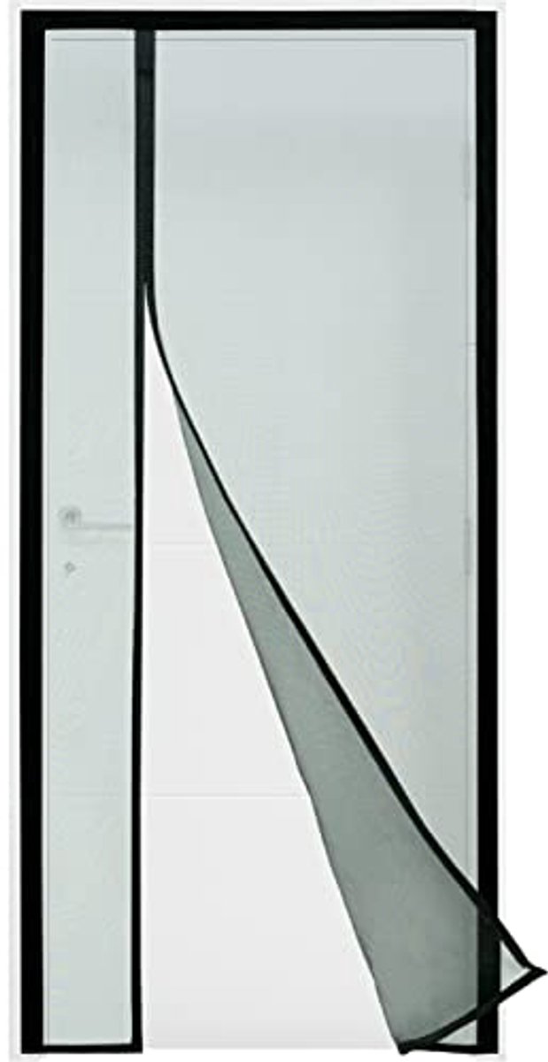 Magnetisch Vliegengaas voor Deuren en Ramen met Zijdelingse Opening - Muggennet met Sterke Magneet (95 x 205 cm, Zwart)