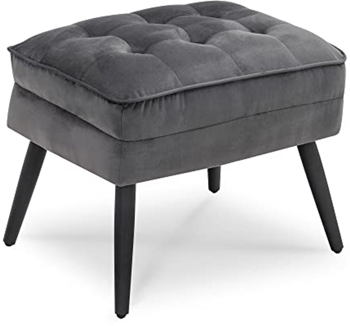 Elegante Fluwelen Poef - Vierkant Voetsteun voor Woonkamer en Slaapkamer - 37 x 40 cm Grijs