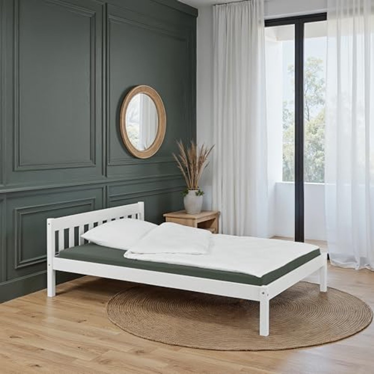 Twijfelaar bed, wit grenen, 148 x 210 cm