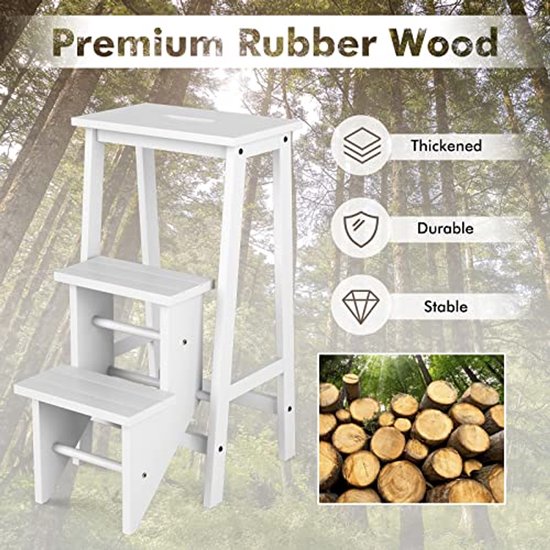 Massief houten ladder stoel huishoudelijke multifunctionele opvouwbare trap stoel kruk dual-purpose indoor klimmen 3 stappen kleine ladder (Kleur: B, Maat: 52 * 38 * 42cm