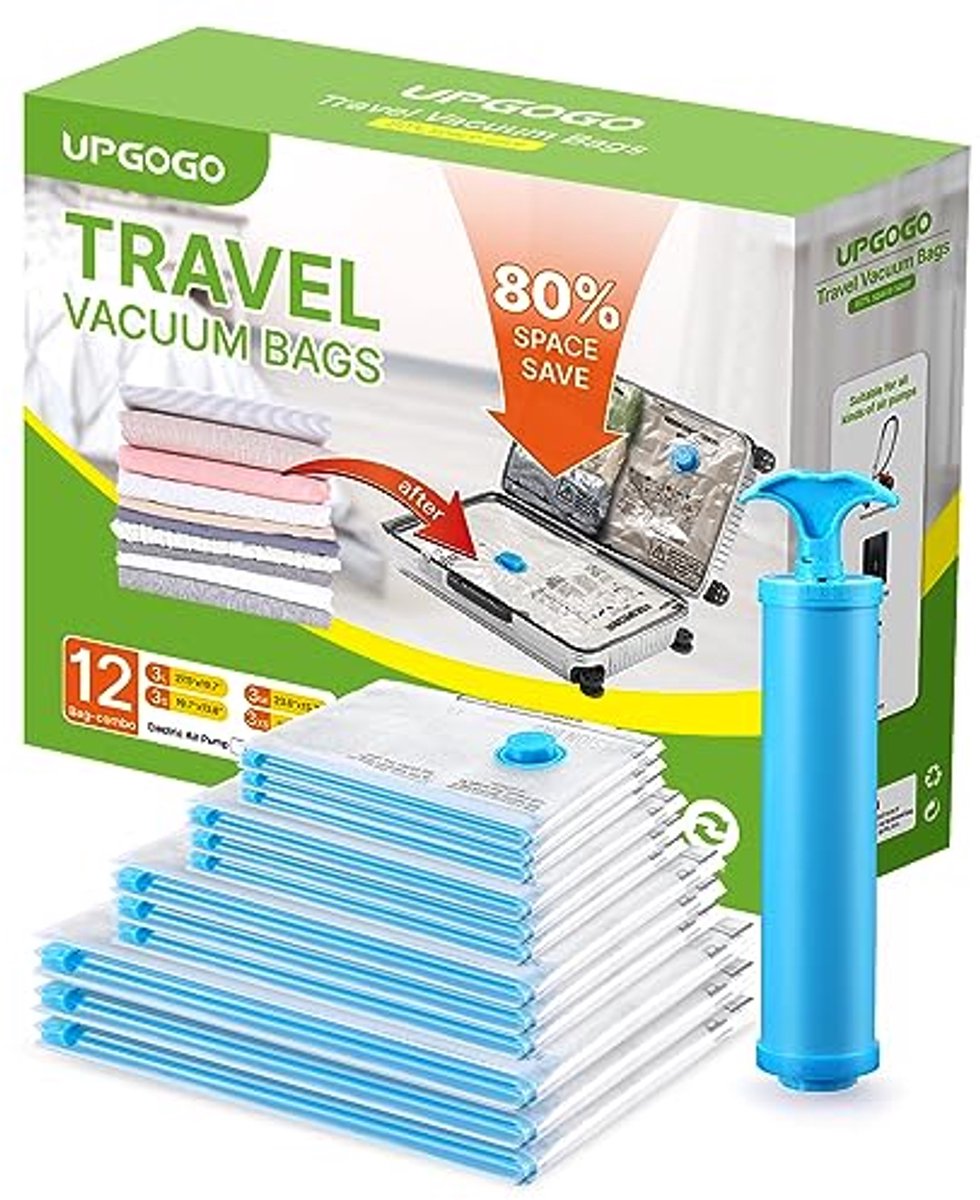Ruimtebesparende Vacuümzakken voor Reizen - Combo Set van 12 Stuks