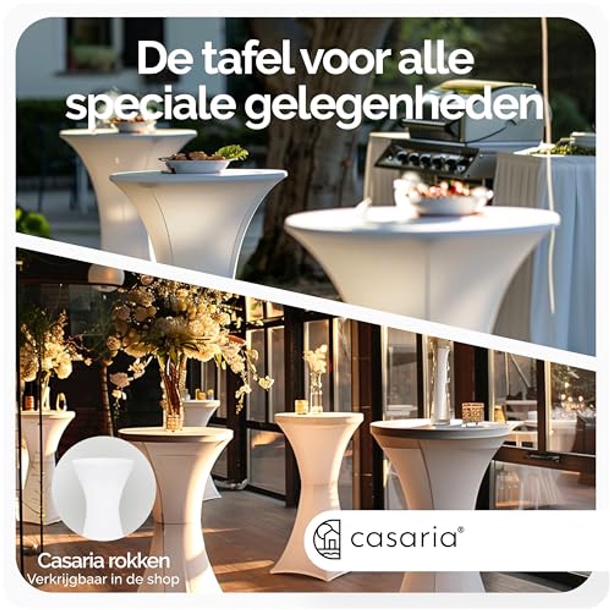 Set van 2 Inklapbare Ronde Statafels met Marmerlook - 110cm Hoog en Ø60cm