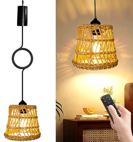 2 x industriële hanglamp met batterij, afstandsbediening, accu, hanglamp, plafondlamp zonder stroom, op batterijen, buitenverlichting, lantaarns voor tuin, balkon, hal, decoratie, kerstcadeau