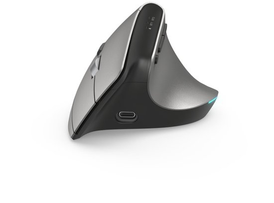 Hama EWM-700 - Draadloze ergonomische muis - 8 knoppen - 2.4 GHz RF & BT - dpi switch - Stil - Oplaadbaar - Antraciet