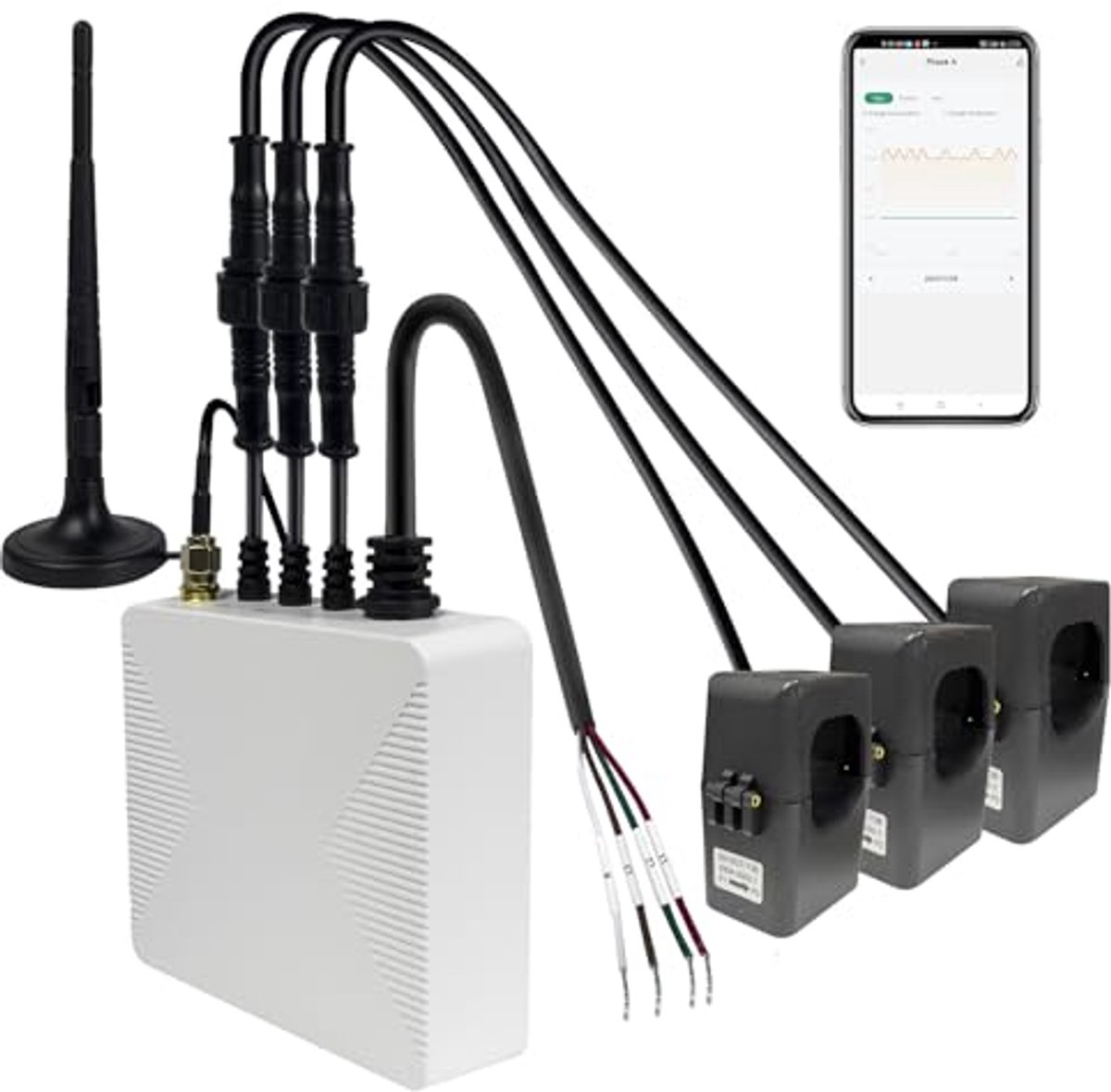 Wifi 3-fase klem-meter met real-time energie monitoring en app-integratie