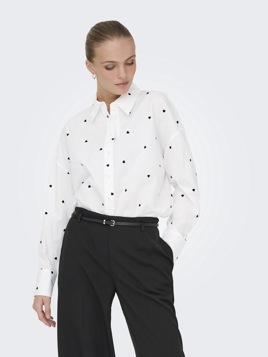 Blouse Femme JDY JDYNELLY L/ S LOOSE SHIRT WVN - White Noir Coeur Broderie