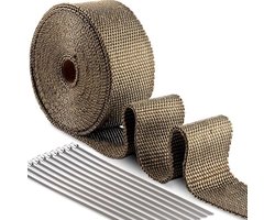 Thermische Isolatieband 50 mm - 10 m voor Motorfiets en Auto, Inclusief Roestvrijstalen Bevestigingsmiddelen