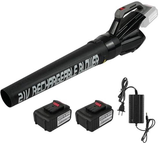 Foto: Accu bladblazer 21v met 4 0 ah accu en oplader voor bladeren sneeuw en stof