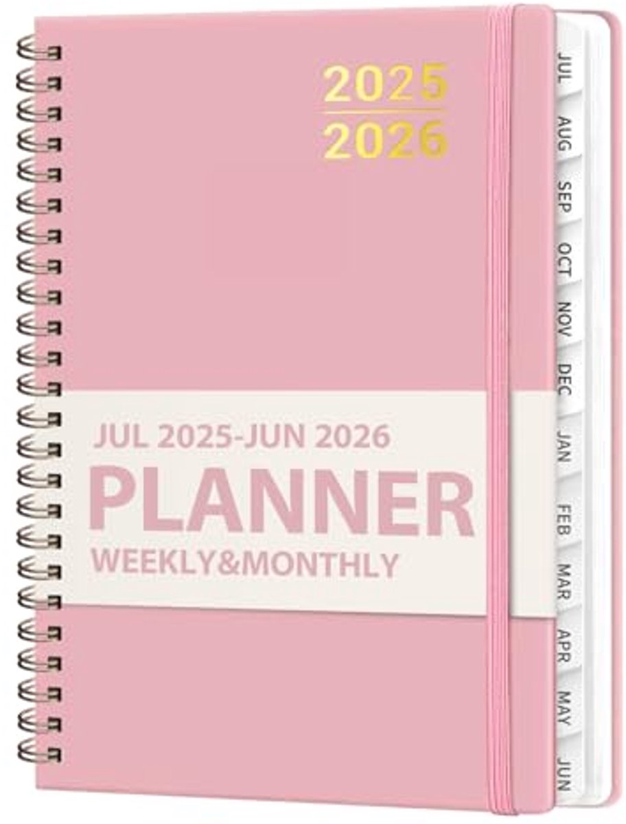 Week- en maandplanner 2025-2026 voor studenten en professionals - A5 formaat, spiraalgebonden met tabbladen en binnenzak