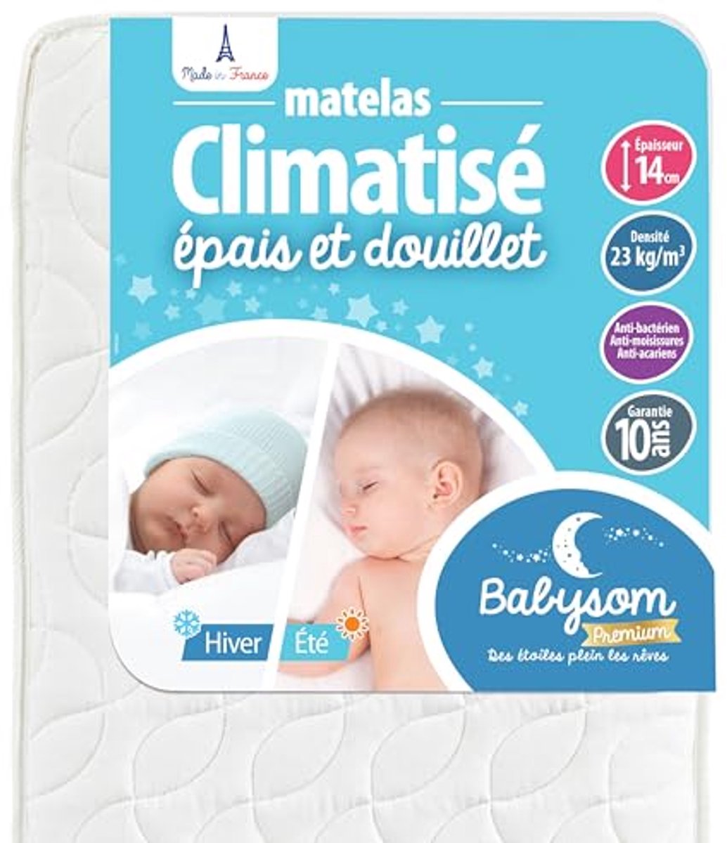 Image of Ademend Baby Matras 60x120 cm - 14 cm dik - Omkeerbaar - Anti-allergisch