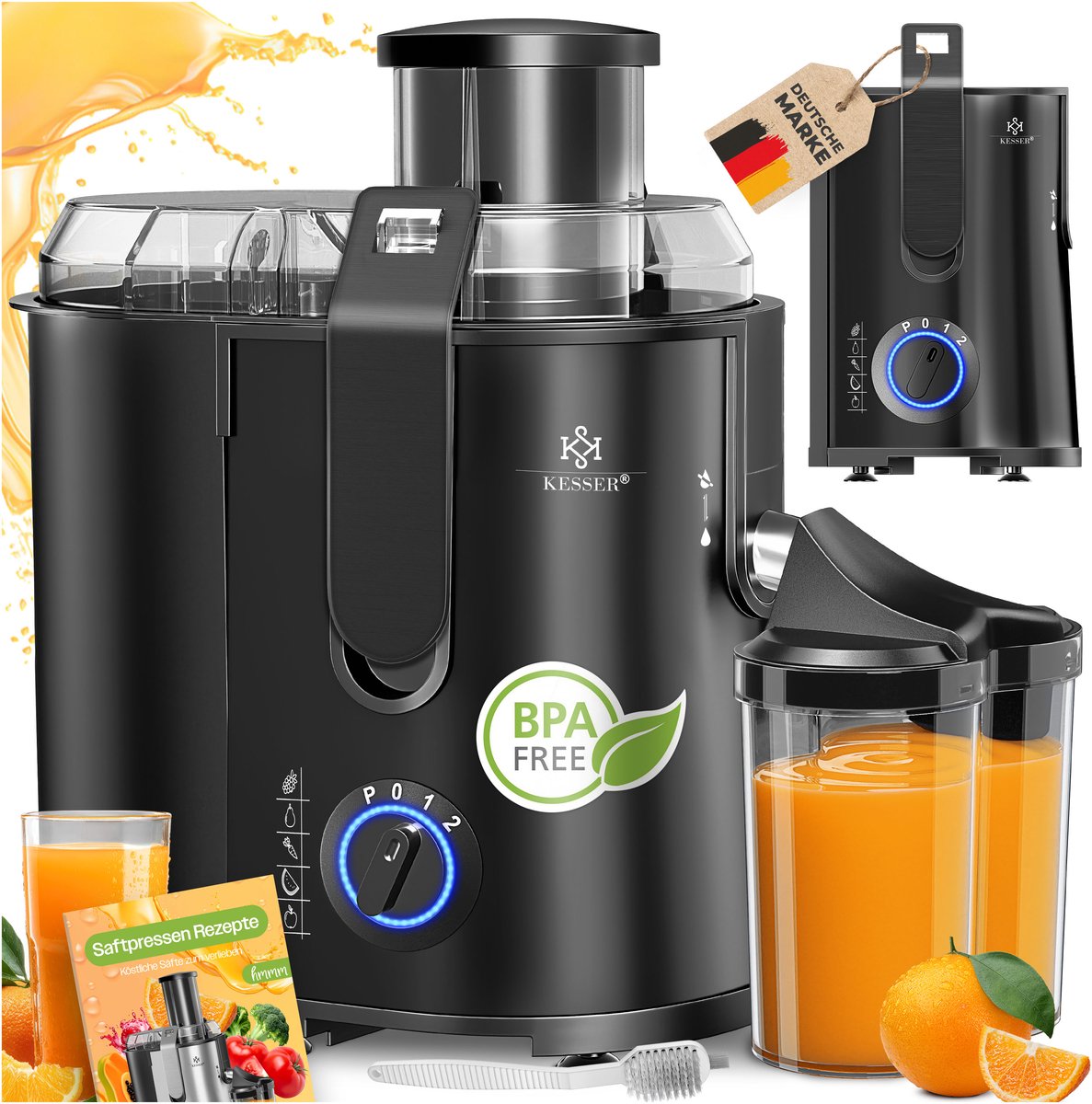 Bol.com KESSER® Slowjuicer - Sapcentrifuge voor Fruit en Groenten 1100W Sap Juicer met 2000ml Pulpcontainer en 1000ml sapreservo... aanbieding