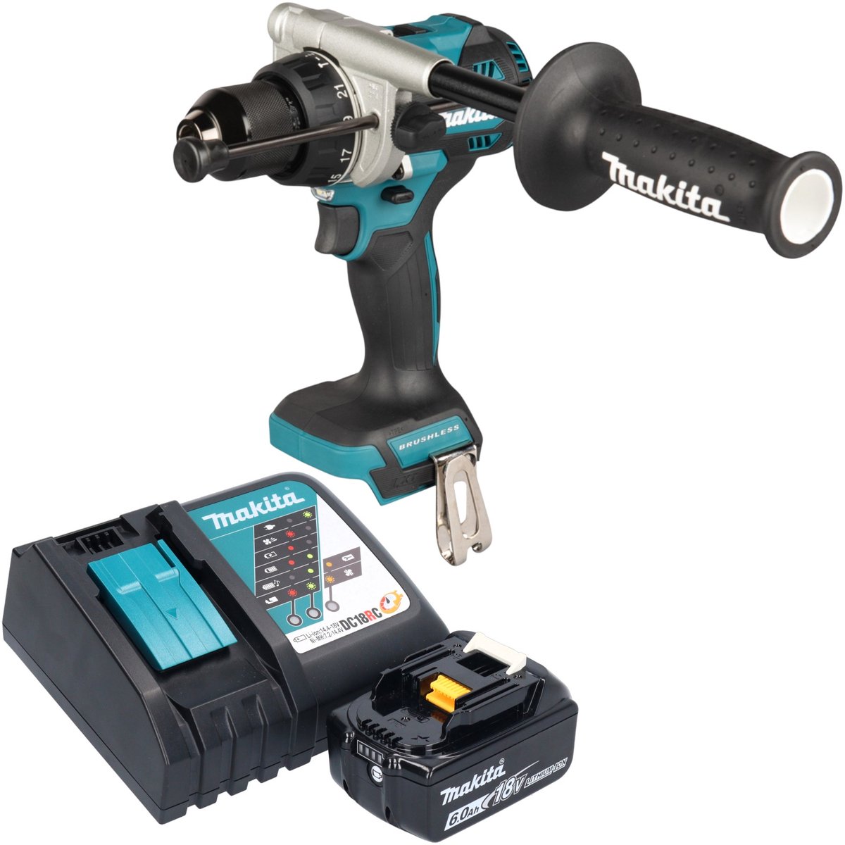 Makita DHP 492 RG1 accu-klopboormachine 18 V 141 Nm borstelloos + 1x accu 6,0 Ah + oplader