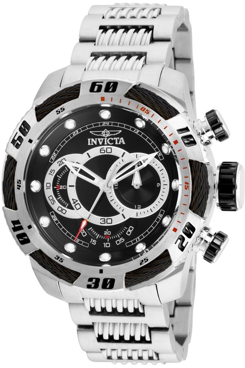 Invicta Speedway 25478 Heren Horloge - Waterdicht - Analoog - Quartz Uurwerk - Roestvrij Staal met zwarte Wijzerplaat - 50mm