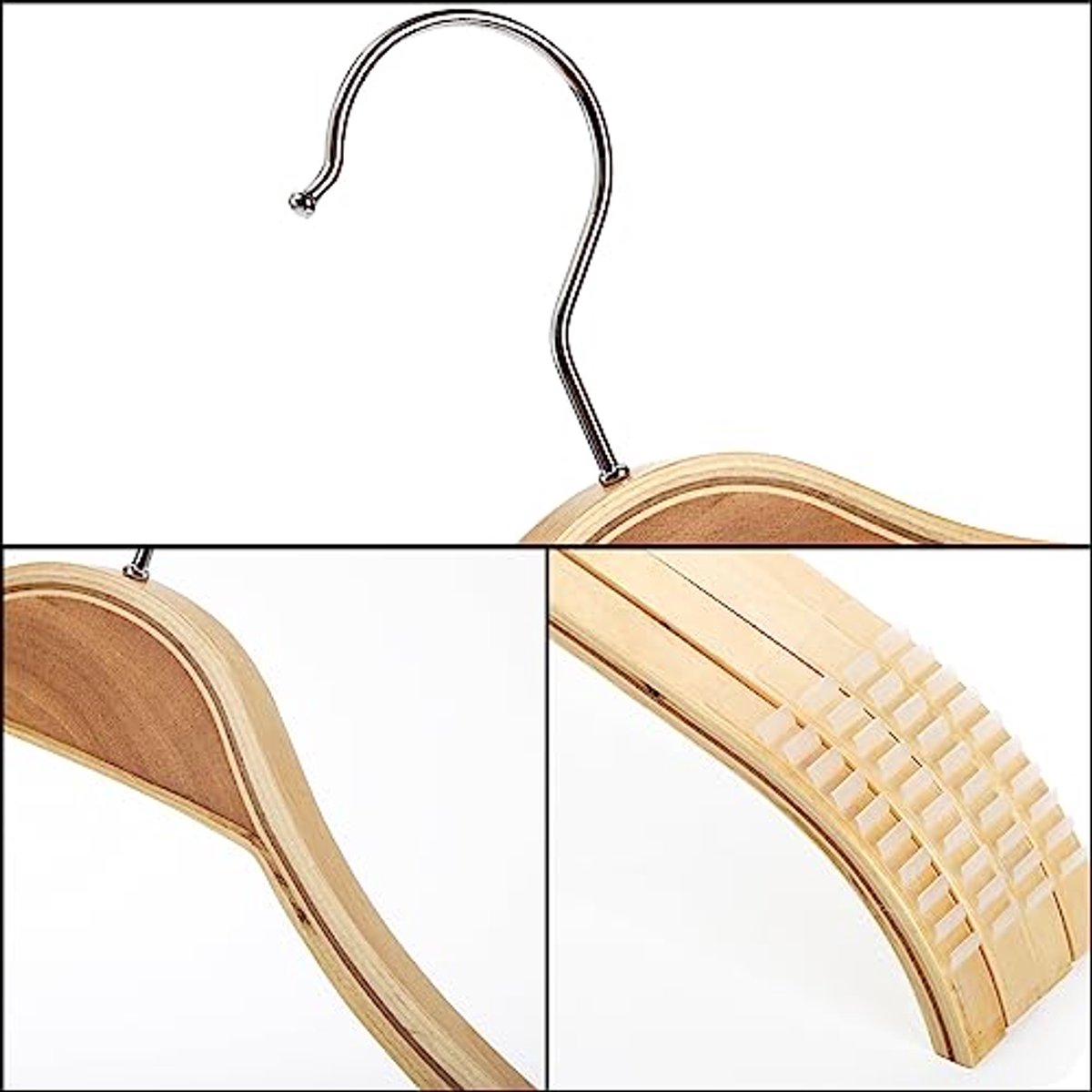 Antislip Houten Kleerhangers - 10 Stuks