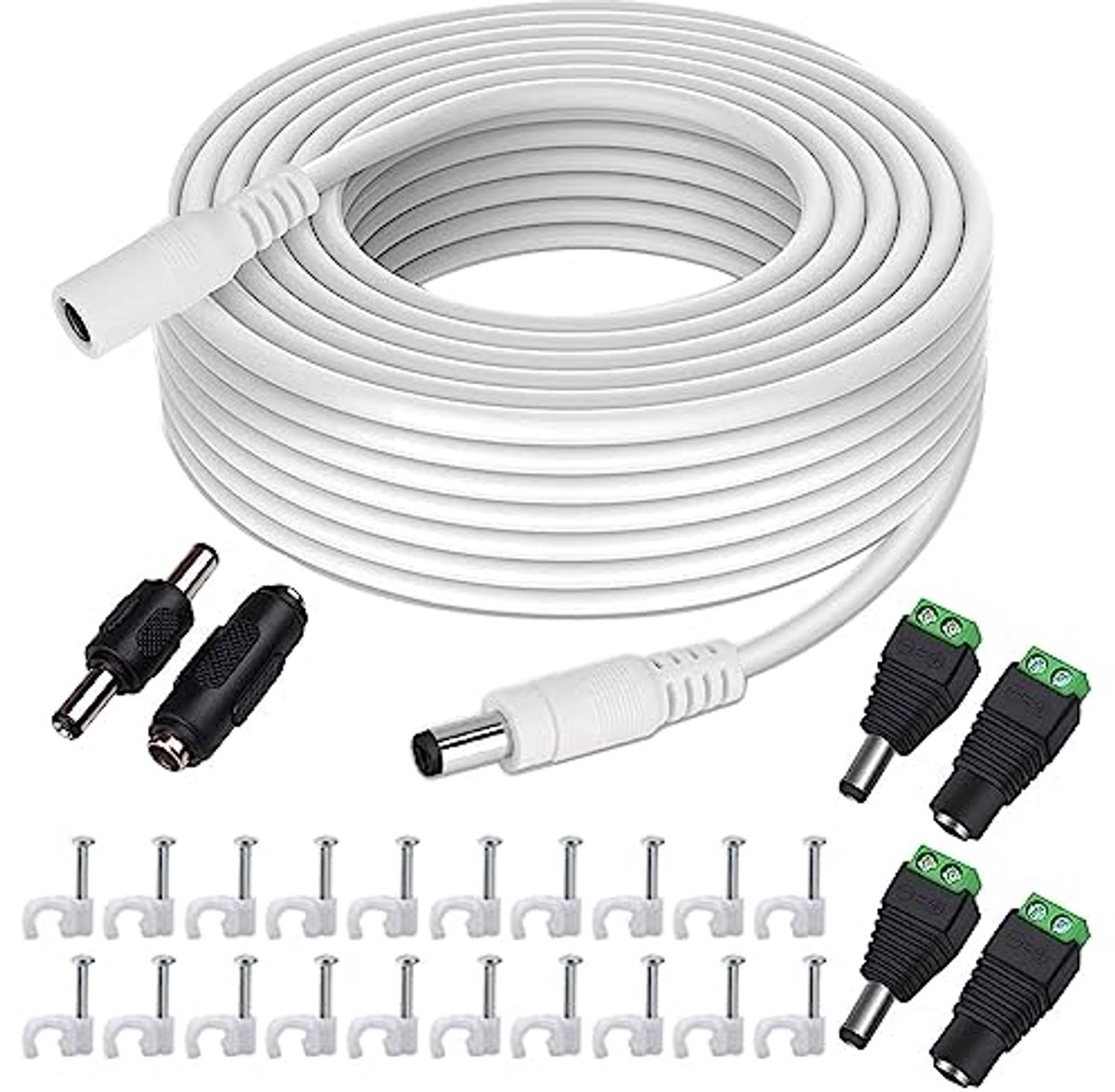 Verlengkabel 12 V, 10 meter, platte DC-kabel voor CCTV en beveiligingscamera's