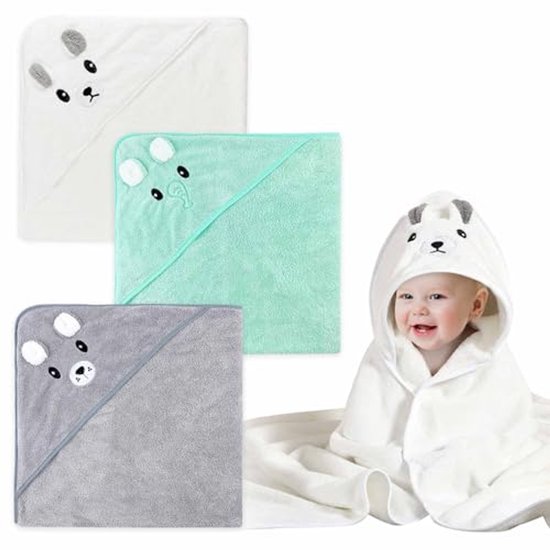 HAGOT Badhanddoek met capuchon voor baby's, 80 x 80 cm, babybadhanddoek HAGOT Badhanddoek met capuchon voor baby's, 80 x 80 cm, babybadhanddoek