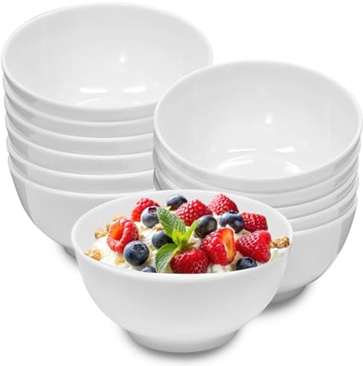 Image of 6 Inch Cereal Bowls - Shatterproof and Dishwasher Safe - Perfect for Breakfast, Snacks and Mixing