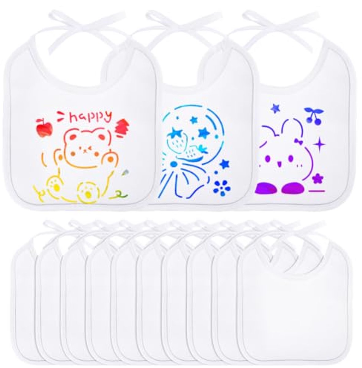 Image of 13-delige katoenen slabbetjes voor babyshowers - cadeau voor activiteiten