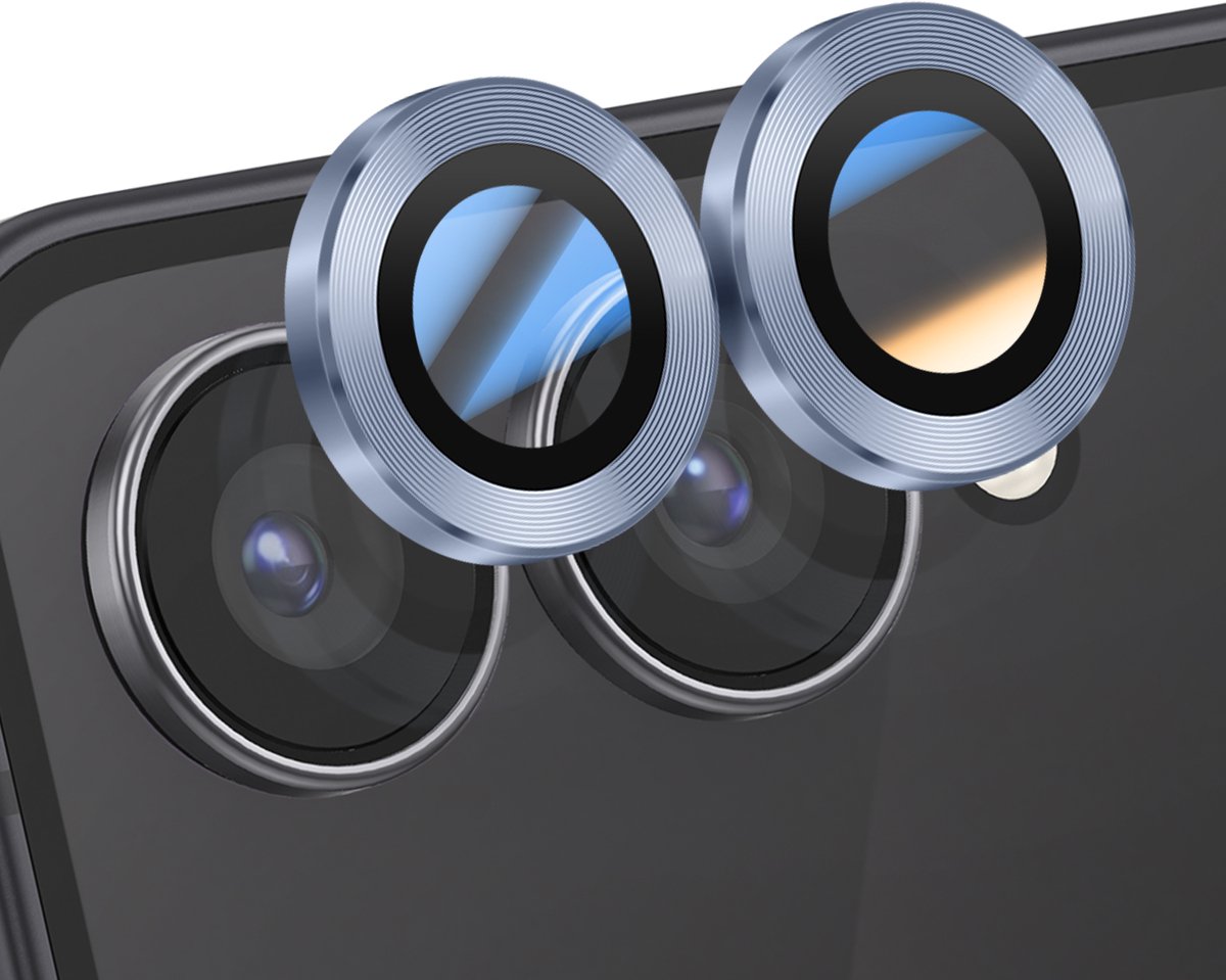 ENKAY, Camerabescherming Geschikt voor Samsung Galaxy Z Flip 7 Dubbele lens, Bleekblauw
