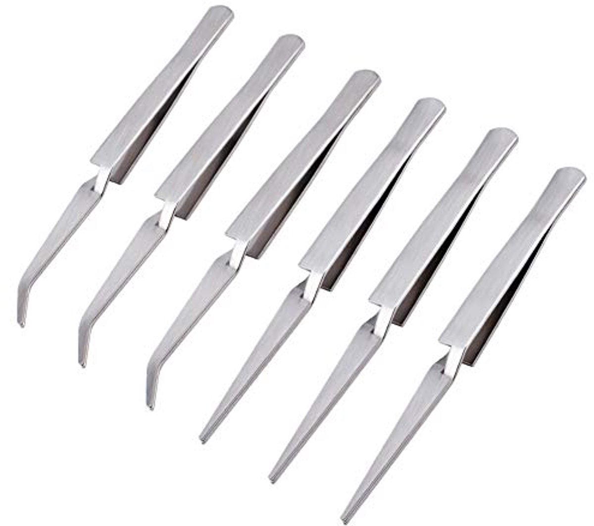 Kruisvergrendeling pincet set voor sieraden en hobby, 6 stuks