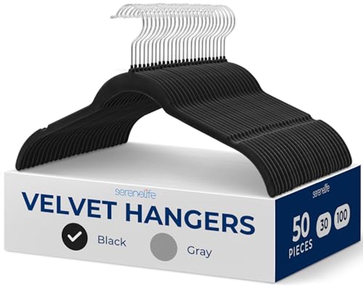 50 Premium Velvet Hangers - Non-Slip, Space-Saving Design with 360° Swivel Hook