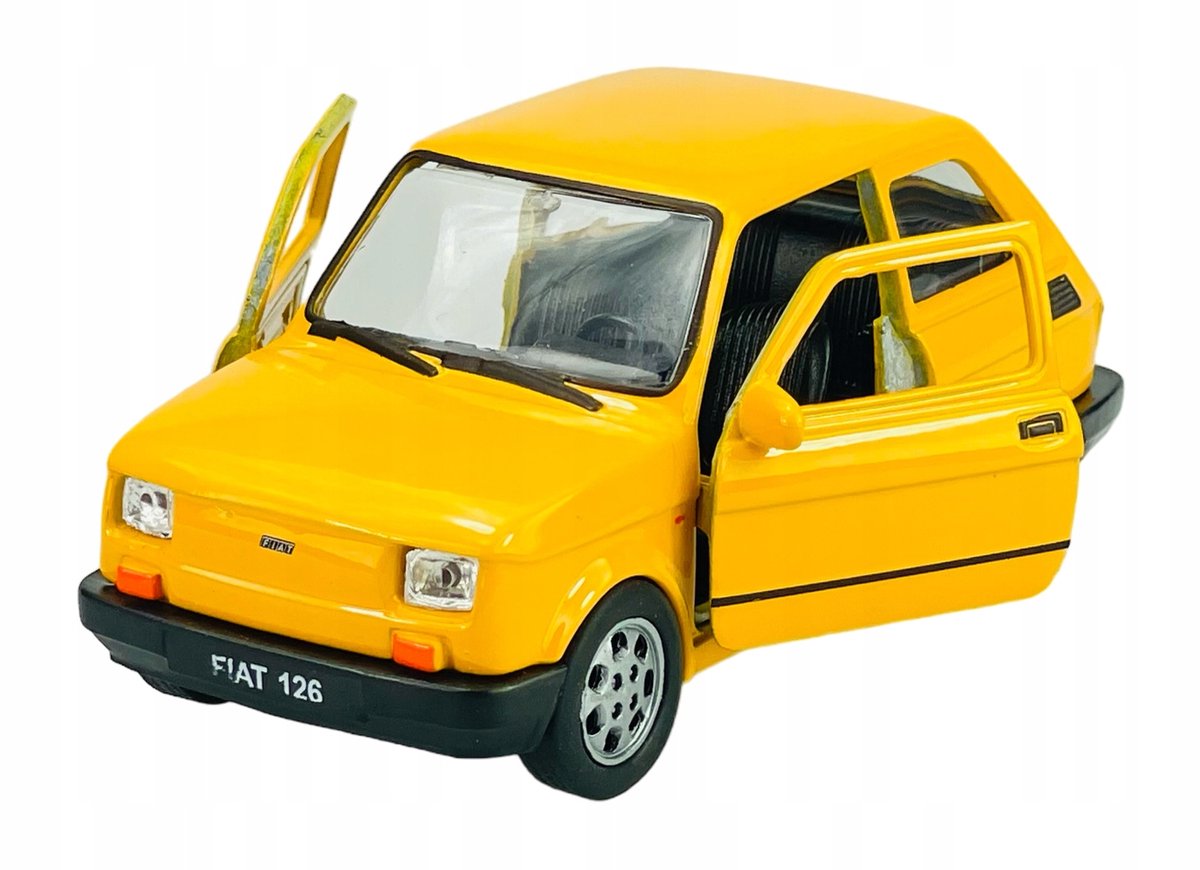 Merkloos Gele Fiat 126p Maluch Modelauto 1:34 Metaal