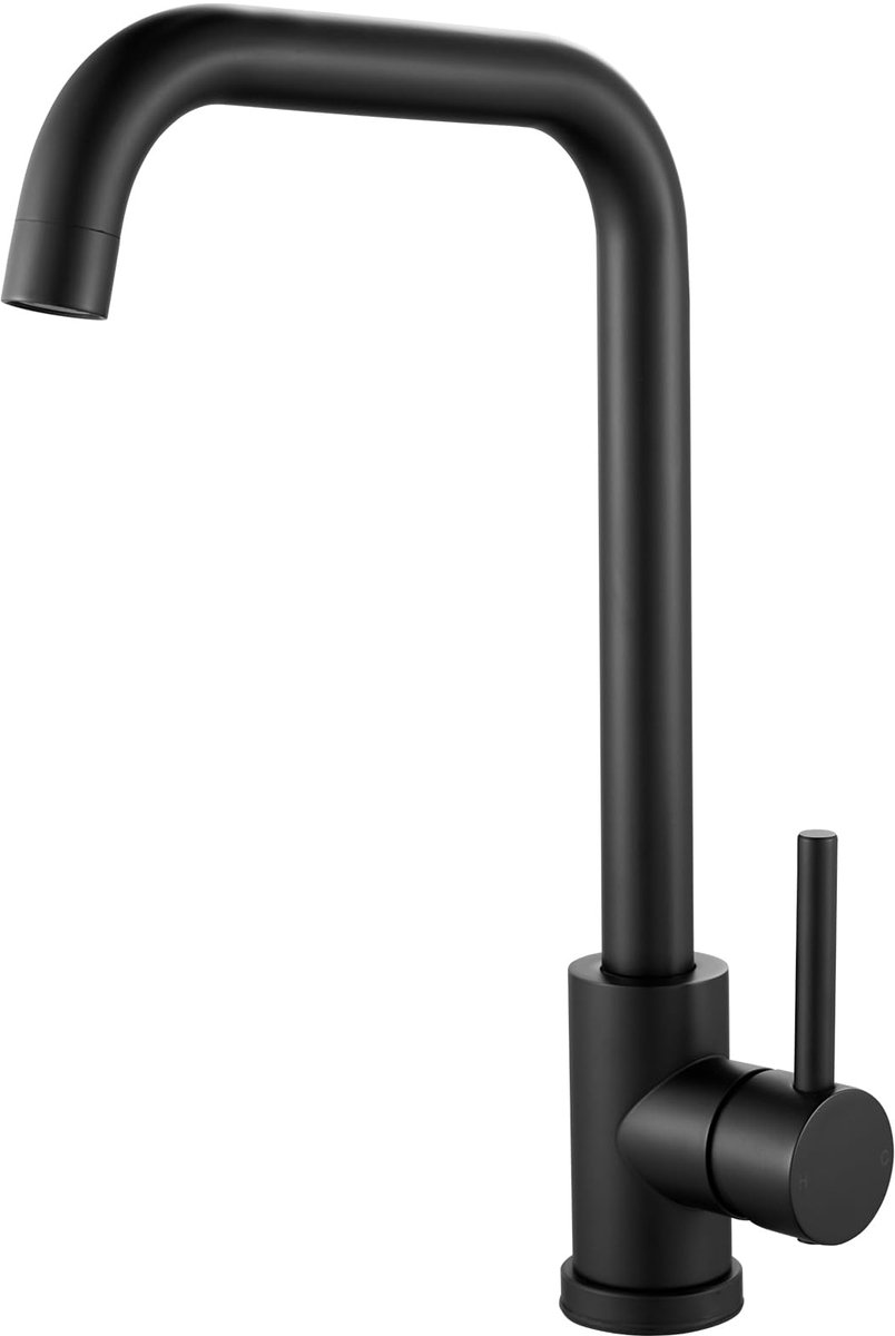 Unyqoos® Keukenkraan van roestvrij staal met 360 graden draaibare hoge uitloop en zwart de