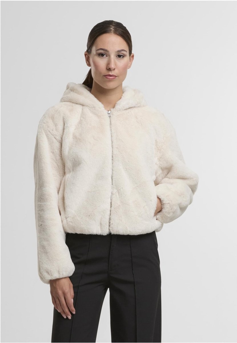 Urban Classics Faux Fur Vest met capuchon L Creme