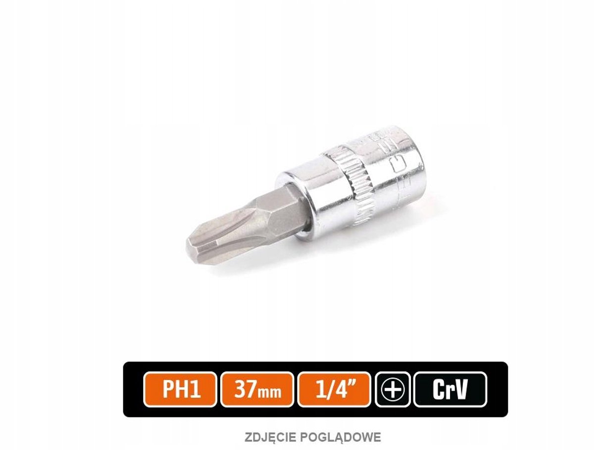 Dopsleutel 1/4" met PH Bit 37mm / PH1