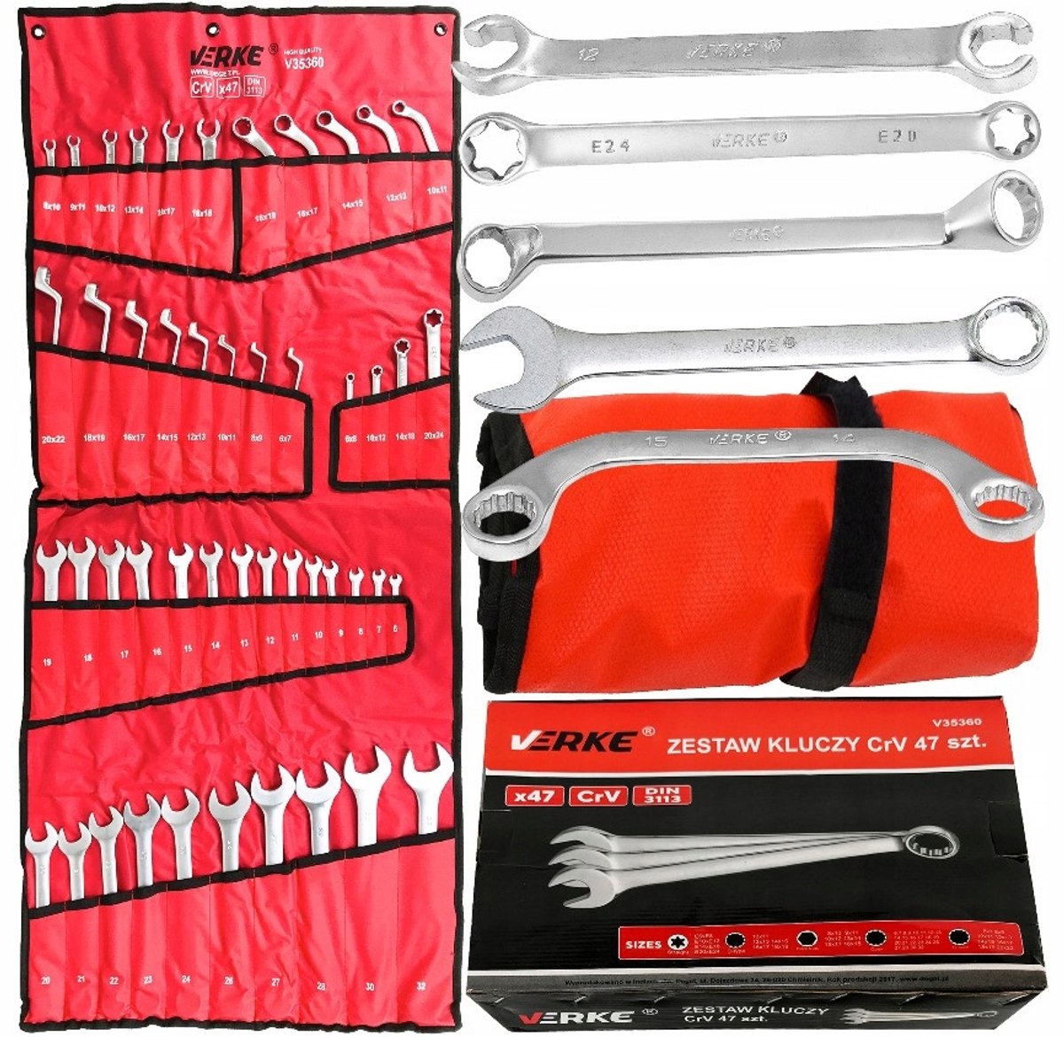 Werkt 47-delige Gebogen Ringsleutelset TORX en Halfopen