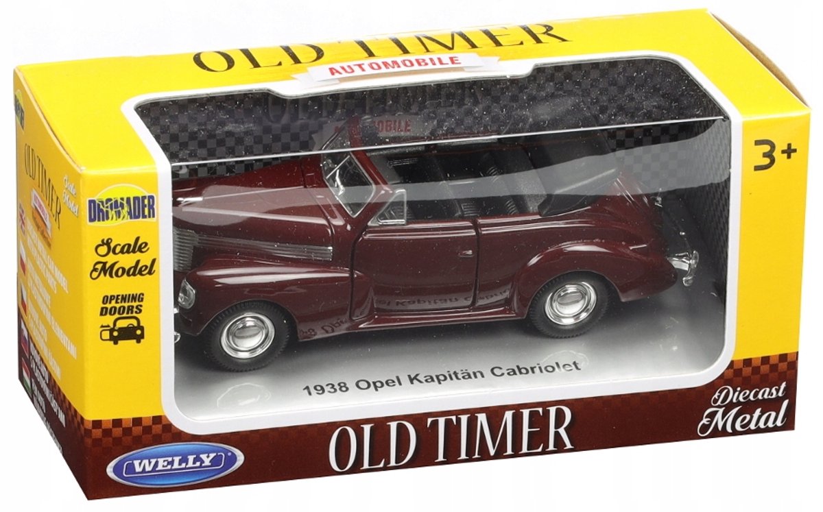 Welly 1938 Opel Kapitan Cabriolet - Metalen Modelauto 1:34-1:39