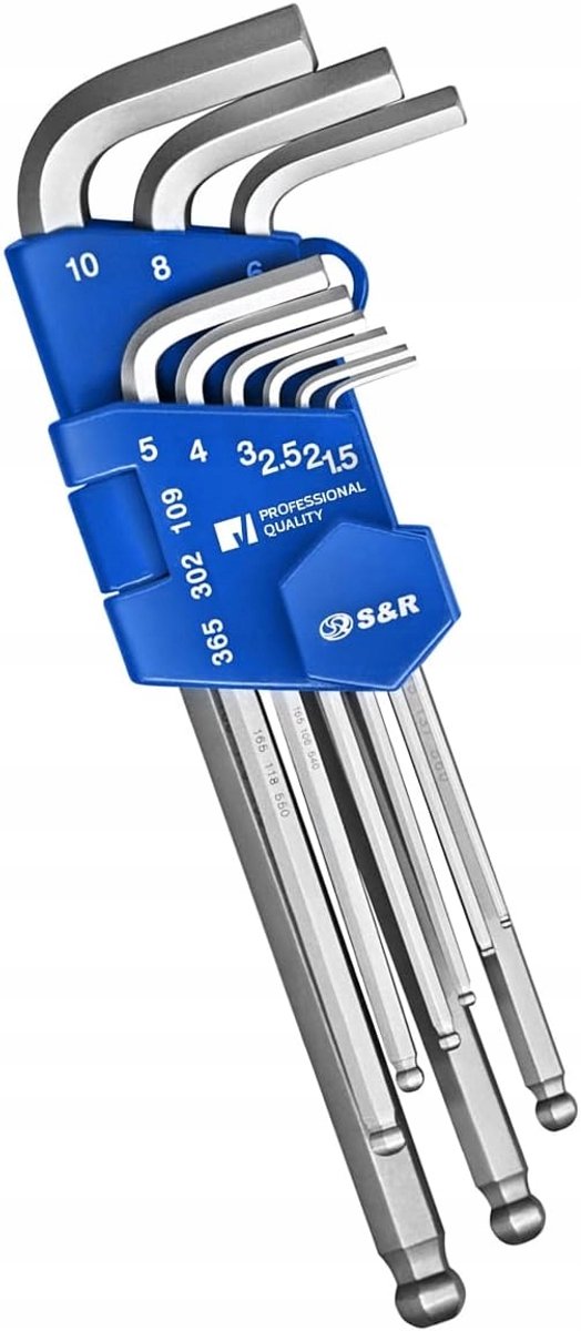 Lange inbussleutelset met balpunt (9 stuks, 1,5-10 mm)