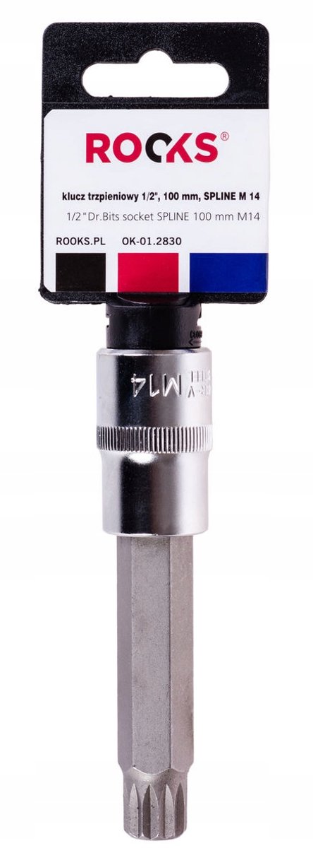 ROOKS Spline Bit Dop 1/2" 100mm M14 - Duurzame Chroom-Vanadium Staal