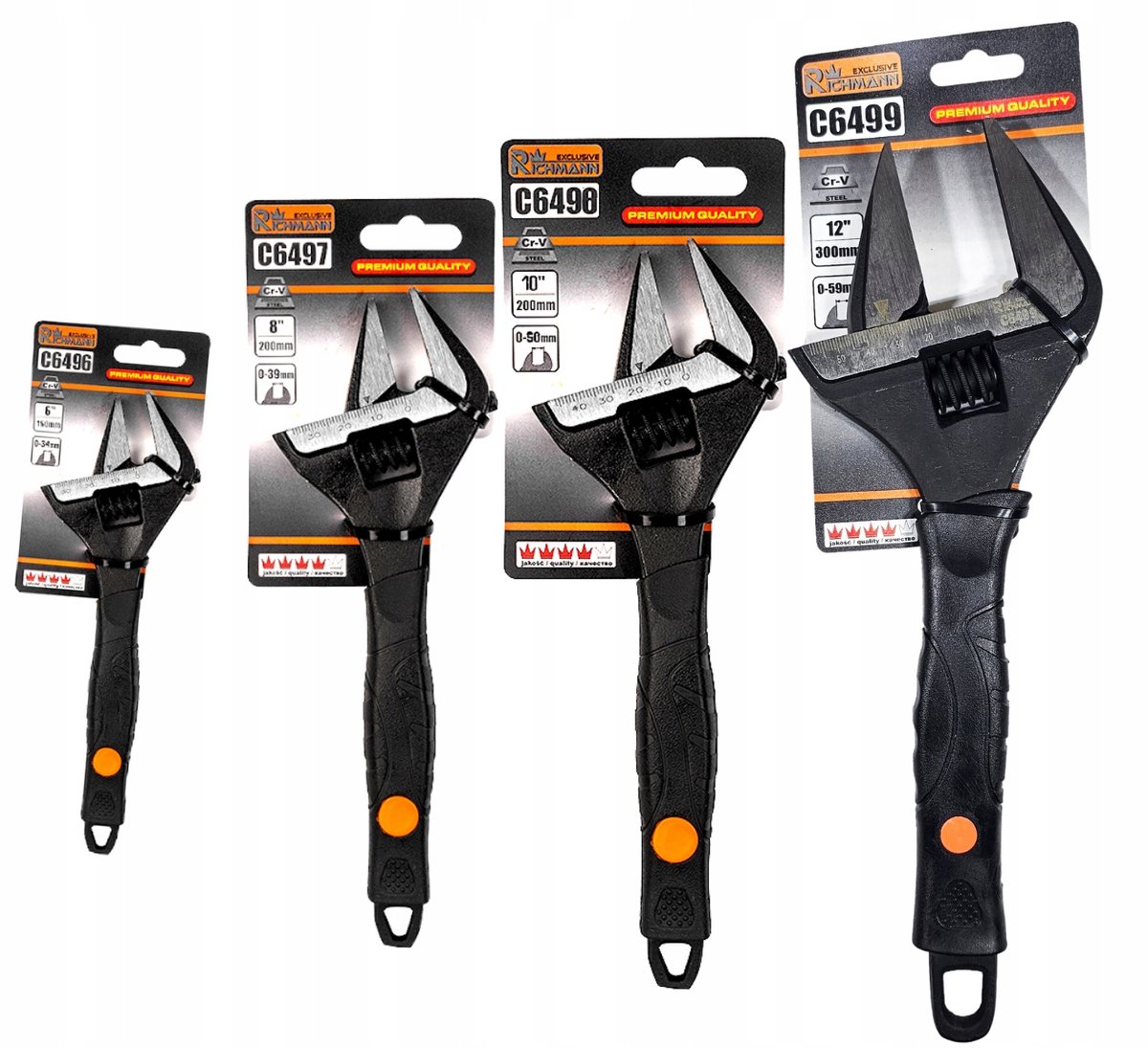 Verstelbare Zwedse Sleutels Set 6-12 Inch, 4 Onderdelen