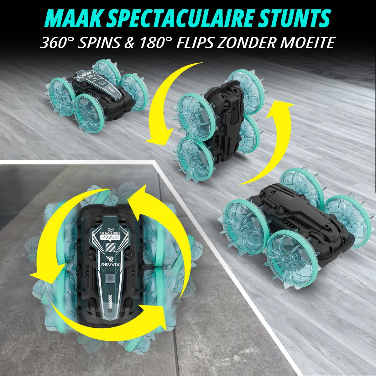 Revvix Bestuurbare Auto All-Terrain - RC Auto met 2 Accu's - Waterdicht - Speelgoed Auto Jongens - Buitenspeelgoed - Race Car/Boot Land & Water - Radiografisch — afbeelding 2