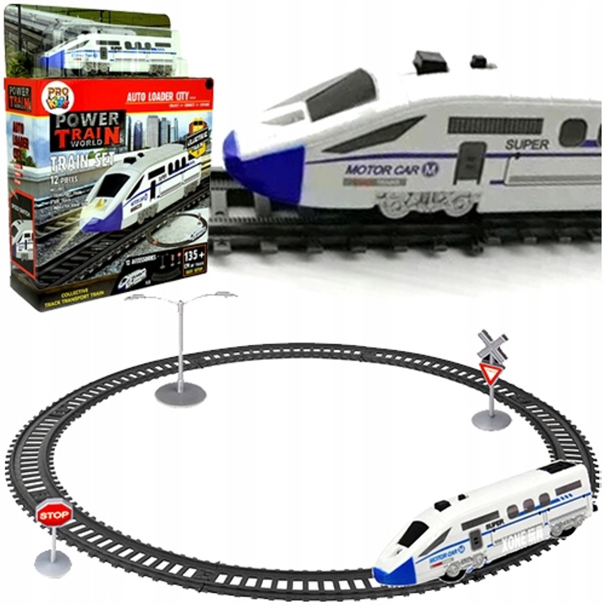 Elektrische Treinbaan 135cm met Verlichting en Borden - Pro Kids