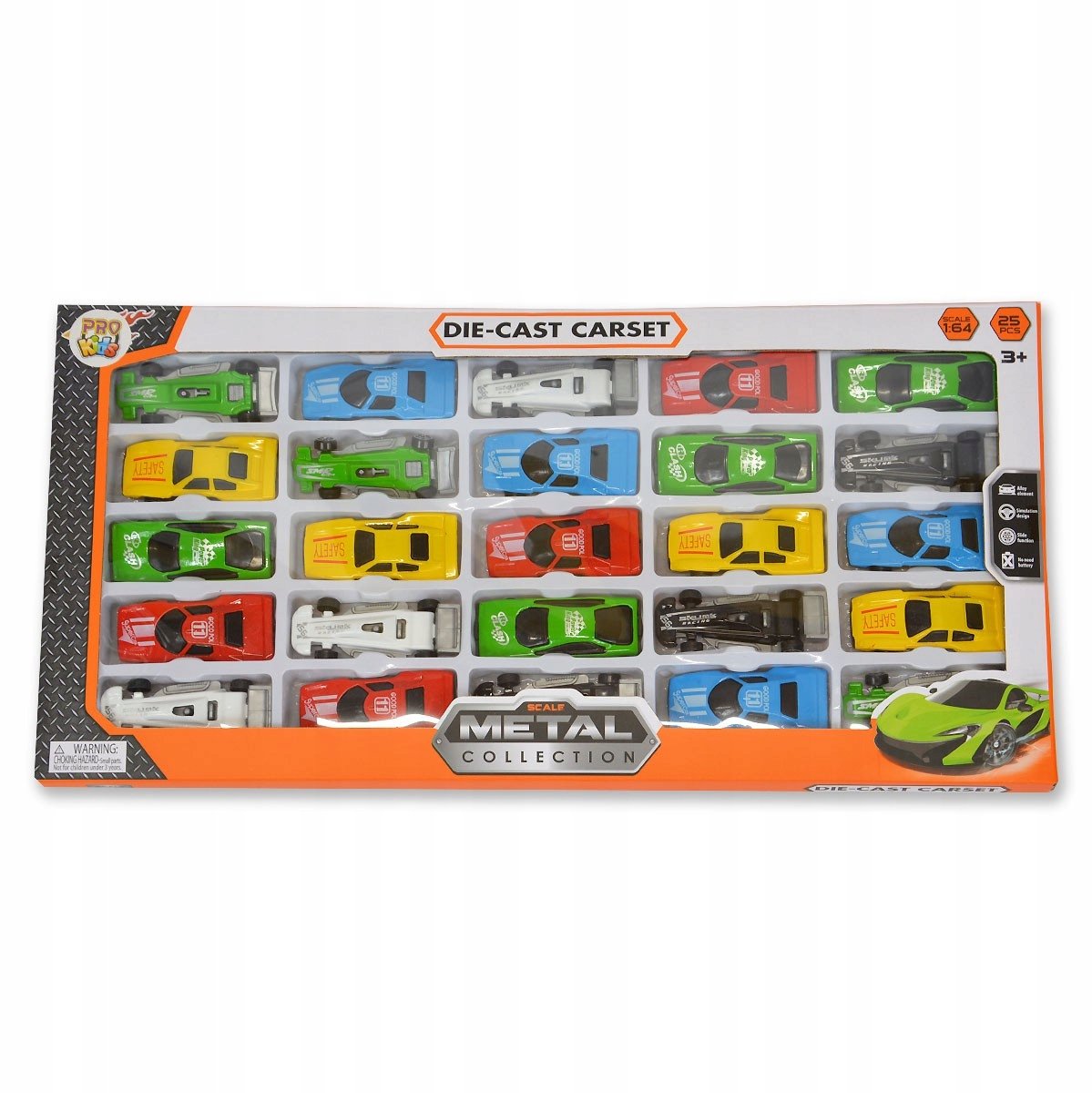 Set bevat 25 Metalen Speelgoedauto's - 6,5 cm, Duurzaam