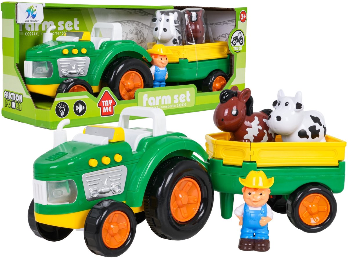 Interactieve Kleurrijke Boerderij Tractor met Aanhanger en Figuren